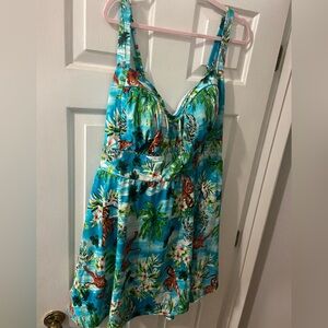 Gorgeous Torrid 6 6X NWT Blue Tropical Tiger Swimdress Swim Dress Swimsuit
